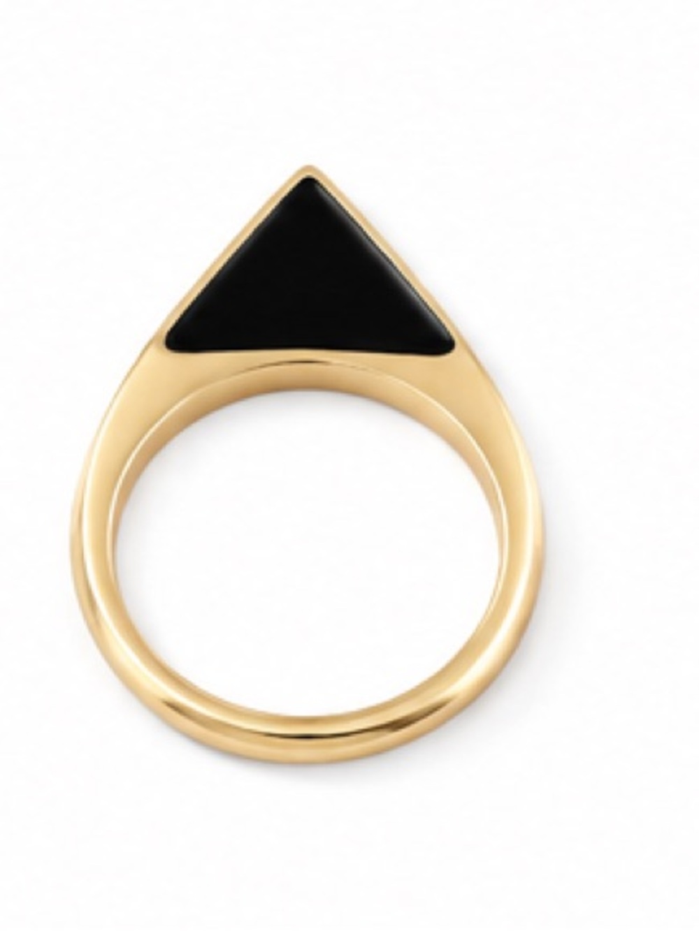 NEW - Bold and Edgy Gold & Black Enamel Teardrop Pyramid Statement Ring - Sz 7